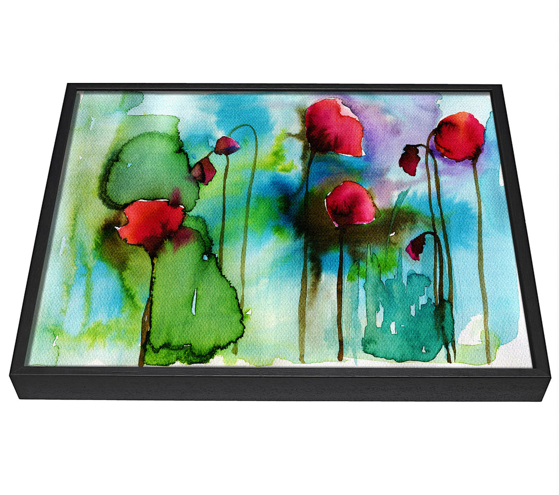 A picture of a Watercolour Poppies framed canvas print sold by Wallart-Direct.co.uk