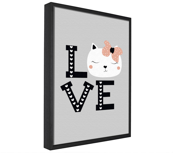 A picture of a Love Cat framed canvas print sold by Wallart-Direct.co.uk