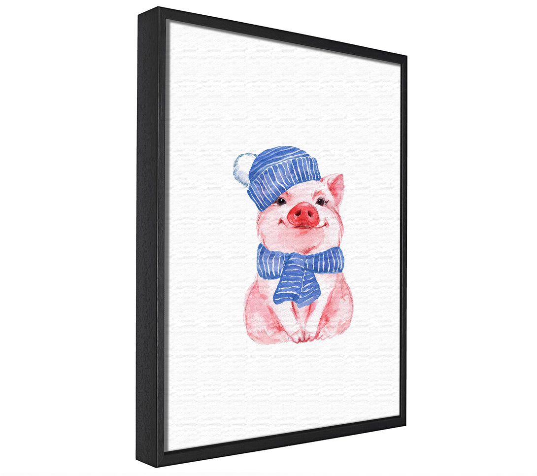 A picture of a Winter Piggy Love framed canvas print sold by Wallart-Direct.co.uk