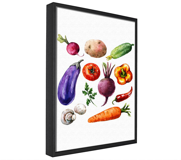 A picture of a Vegetable Selection 2 framed canvas print sold by Wallart-Direct.co.uk