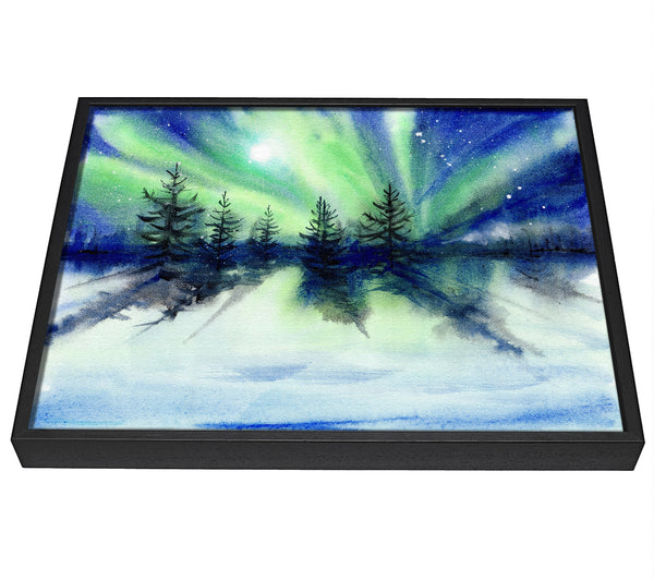 A picture of a Northern Light Moon Burst framed canvas print sold by Wallart-Direct.co.uk