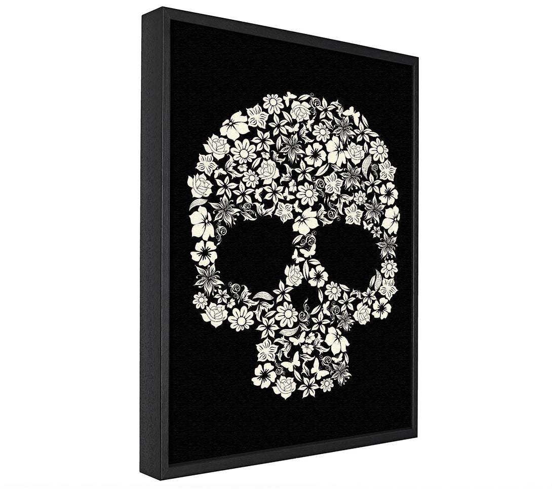 A picture of a Flower Skull 1 framed canvas print sold by Wallart-Direct.co.uk