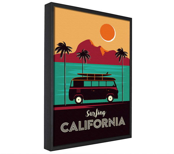 A picture of a California Surfing framed canvas print sold by Wallart-Direct.co.uk