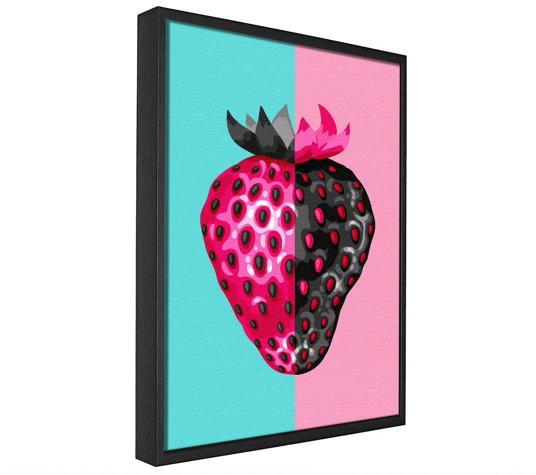 A picture of a Pop Art Strawberry framed canvas print sold by Wallart-Direct.co.uk