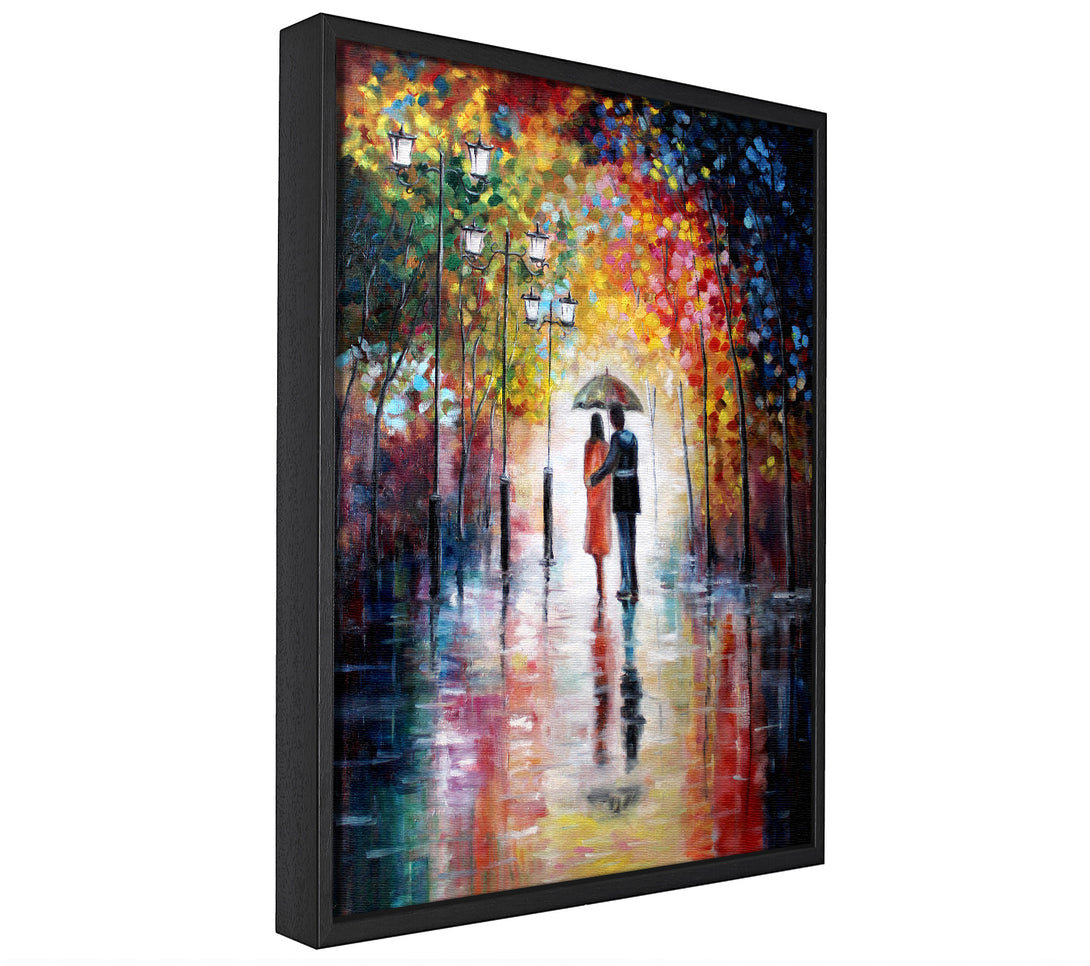 A picture of a Romantic Walk Through The City framed canvas print sold by Wallart-Direct.co.uk