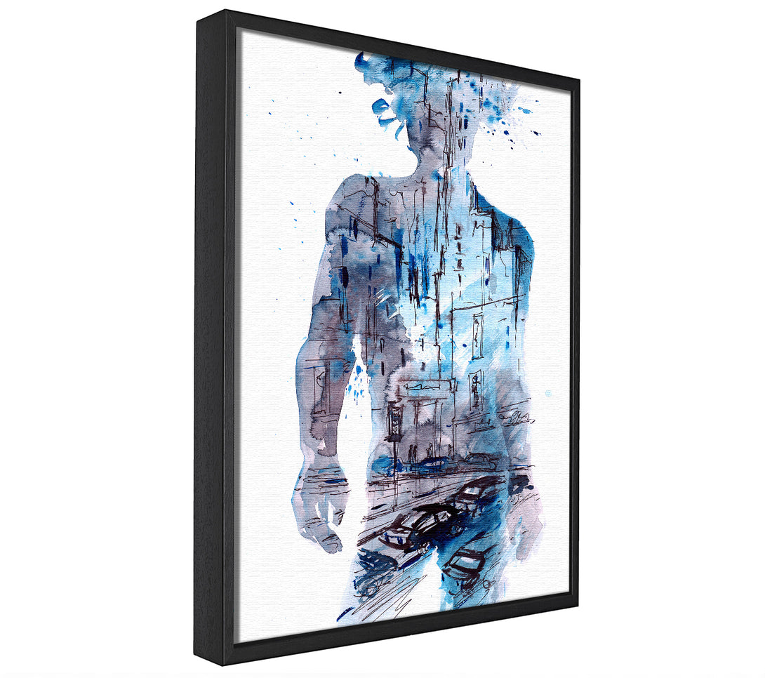 A picture of a Man In The City framed canvas print sold by Wallart-Direct.co.uk