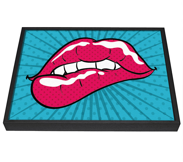 A picture of a Pink Lips framed canvas print sold by Wallart-Direct.co.uk