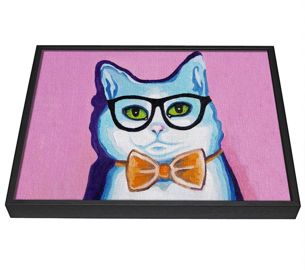 A picture of a Clever Cat framed canvas print sold by Wallart-Direct.co.uk