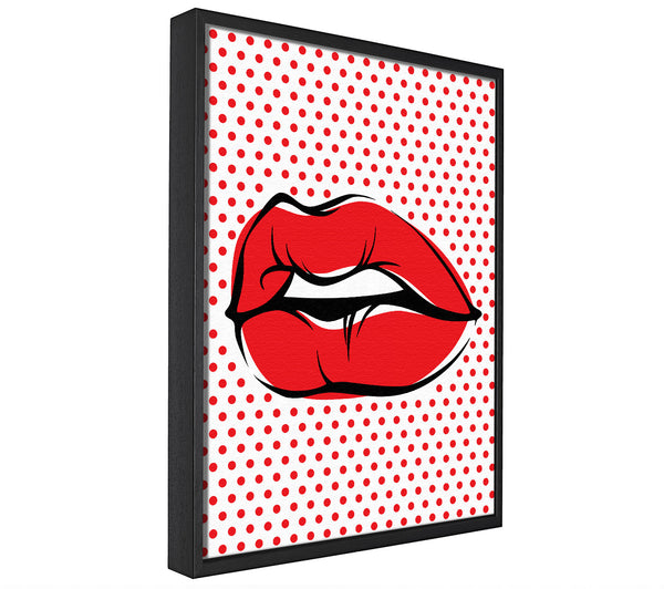 A picture of a Red Lips On Pokerdots framed canvas print sold by Wallart-Direct.co.uk