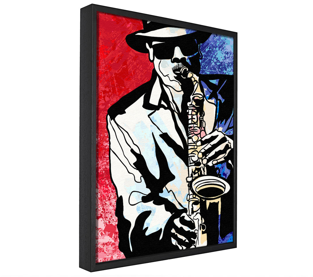 A picture of a Saxaphone Blues framed canvas print sold by Wallart-Direct.co.uk