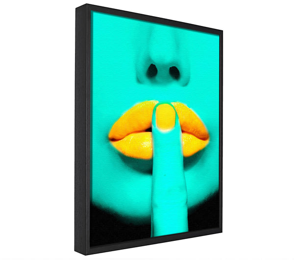 A picture of a Sshhh Orange Lips framed canvas print sold by Wallart-Direct.co.uk