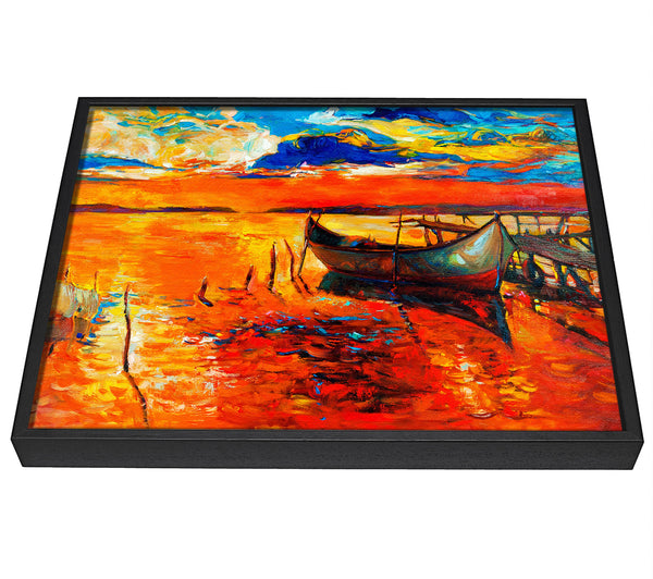 A picture of a Fire Orange Waters framed canvas print sold by Wallart-Direct.co.uk