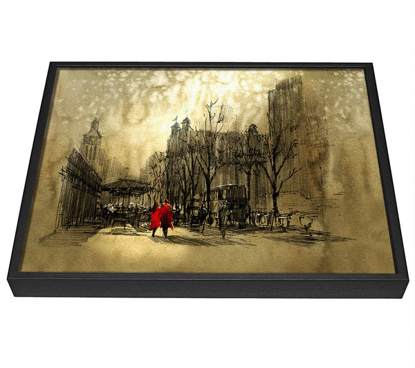 A picture of a Golden City Walk framed canvas print sold by Wallart-Direct.co.uk