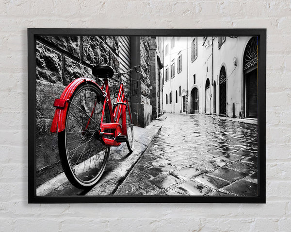 Red Bicycle In The Cobbled Streets