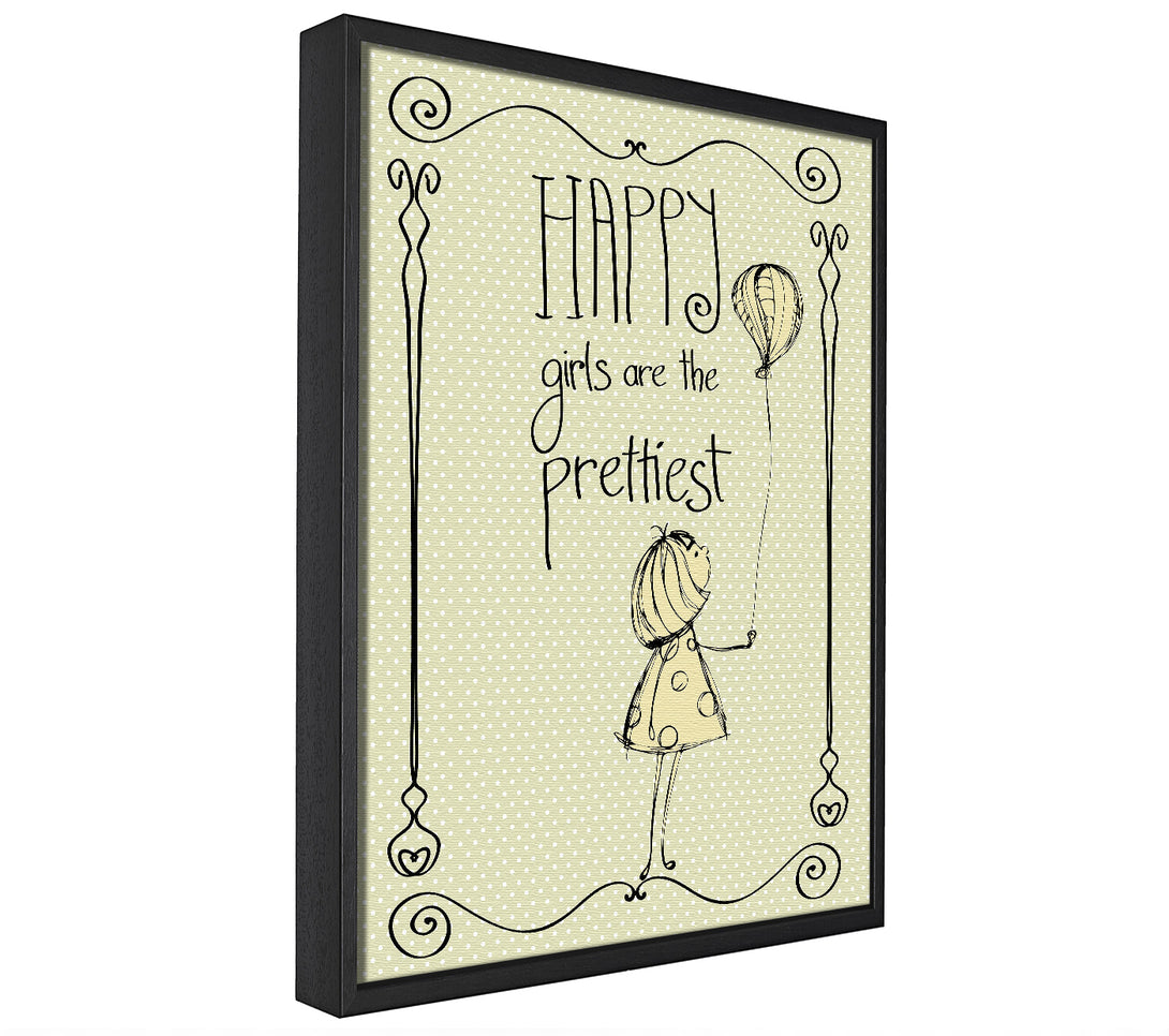 A picture of a Happy Girls Are The prettiest framed canvas print sold by Wallart-Direct.co.uk