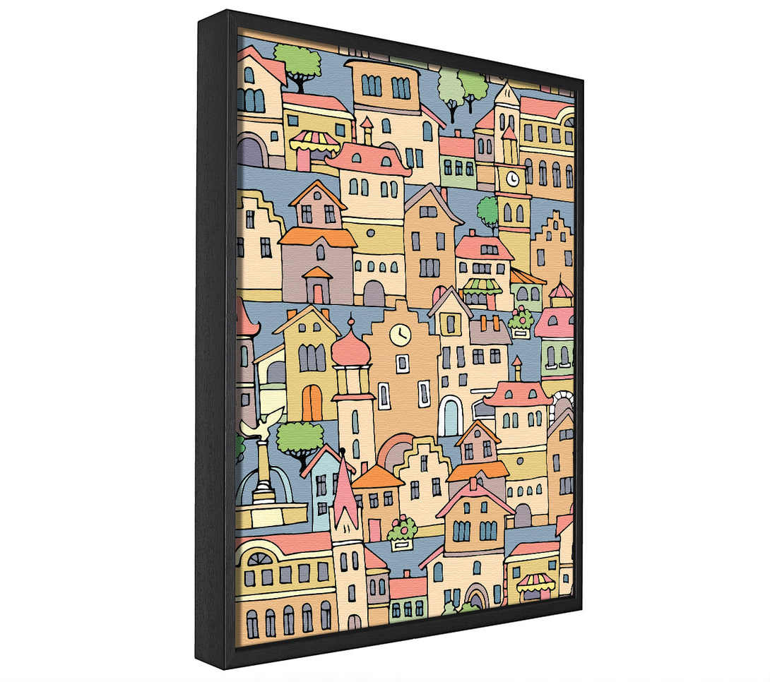 A picture of a Town Houses framed canvas print sold by Wallart-Direct.co.uk