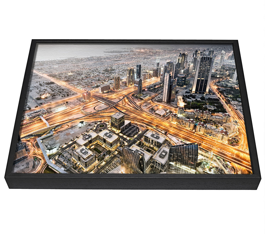 A picture of a Golden City Roads framed canvas print sold by Wallart-Direct.co.uk