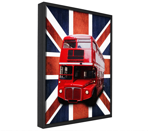 A picture of a Red Bus On The British Flag framed canvas print sold by Wallart-Direct.co.uk