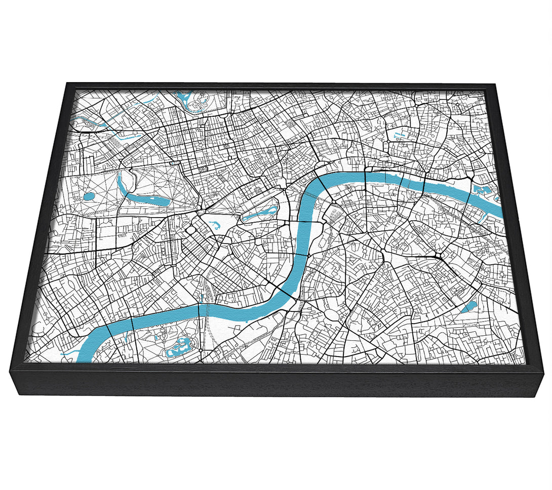 A picture of a The Map Of London Thames 1 framed canvas print sold by Wallart-Direct.co.uk