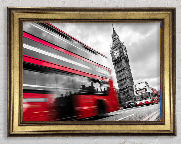 Iconic Red Bus Passed Big Ben