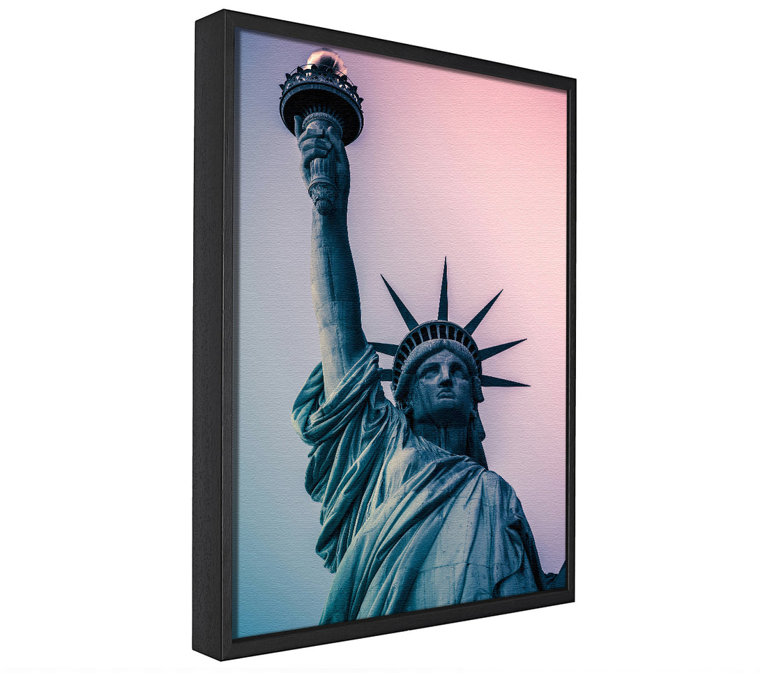 A picture of a Skies Over The Statue of Liberty framed canvas print sold by Wallart-Direct.co.uk