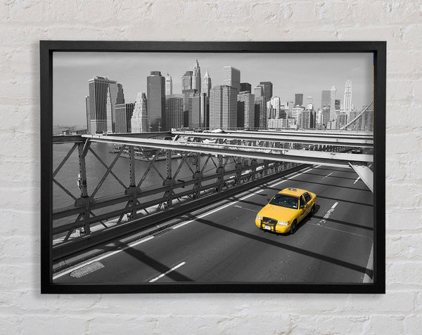 Yellow Cab On Brooklyn Bridge 1