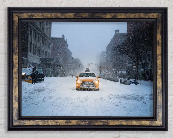 Yellow Cab In The Snow