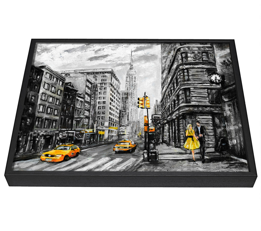 A picture of a Romantic Walk In The Big Yellow City framed canvas print sold by Wallart-Direct.co.uk