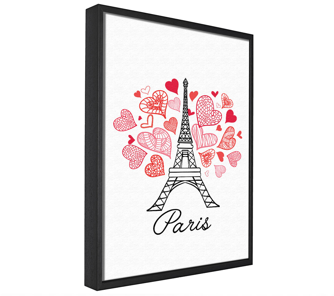 A picture of a Eiffel Tower Love 2 framed canvas print sold by Wallart-Direct.co.uk