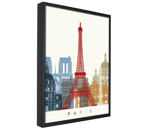 A picture of a Eiffel Tower Retro 1 framed canvas print sold by Wallart-Direct.co.uk