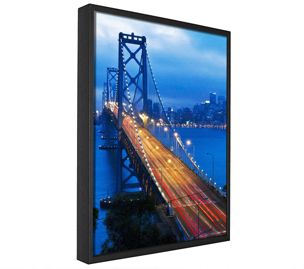 A picture of a Golden Gate Bridge Blues framed canvas print sold by Wallart-Direct.co.uk