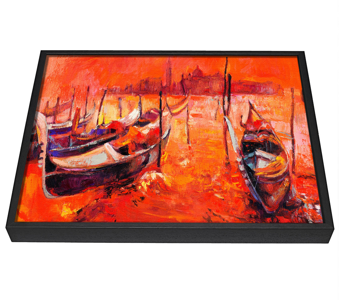 A picture of a Gondola Line Up 2 framed canvas print sold by Wallart-Direct.co.uk