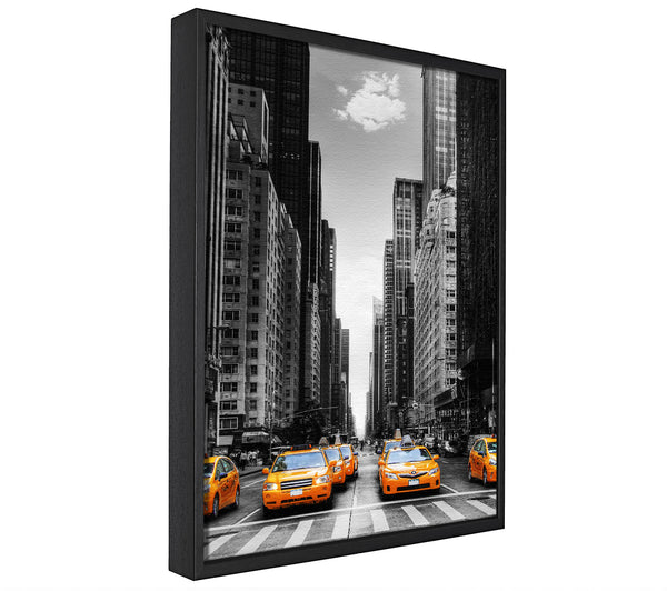 A picture of a Yellow Cabs In New York 3 framed canvas print sold by Wallart-Direct.co.uk