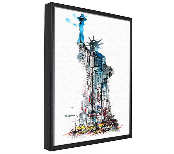 A picture of a The Big Apple In The Statue Of Liberty framed canvas print sold by Wallart-Direct.co.uk