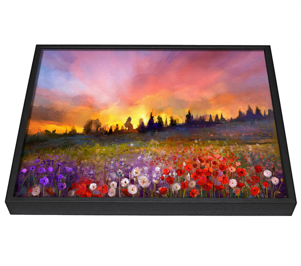 A picture of a Sun Break Over The Wild Flowers framed canvas print sold by Wallart-Direct.co.uk