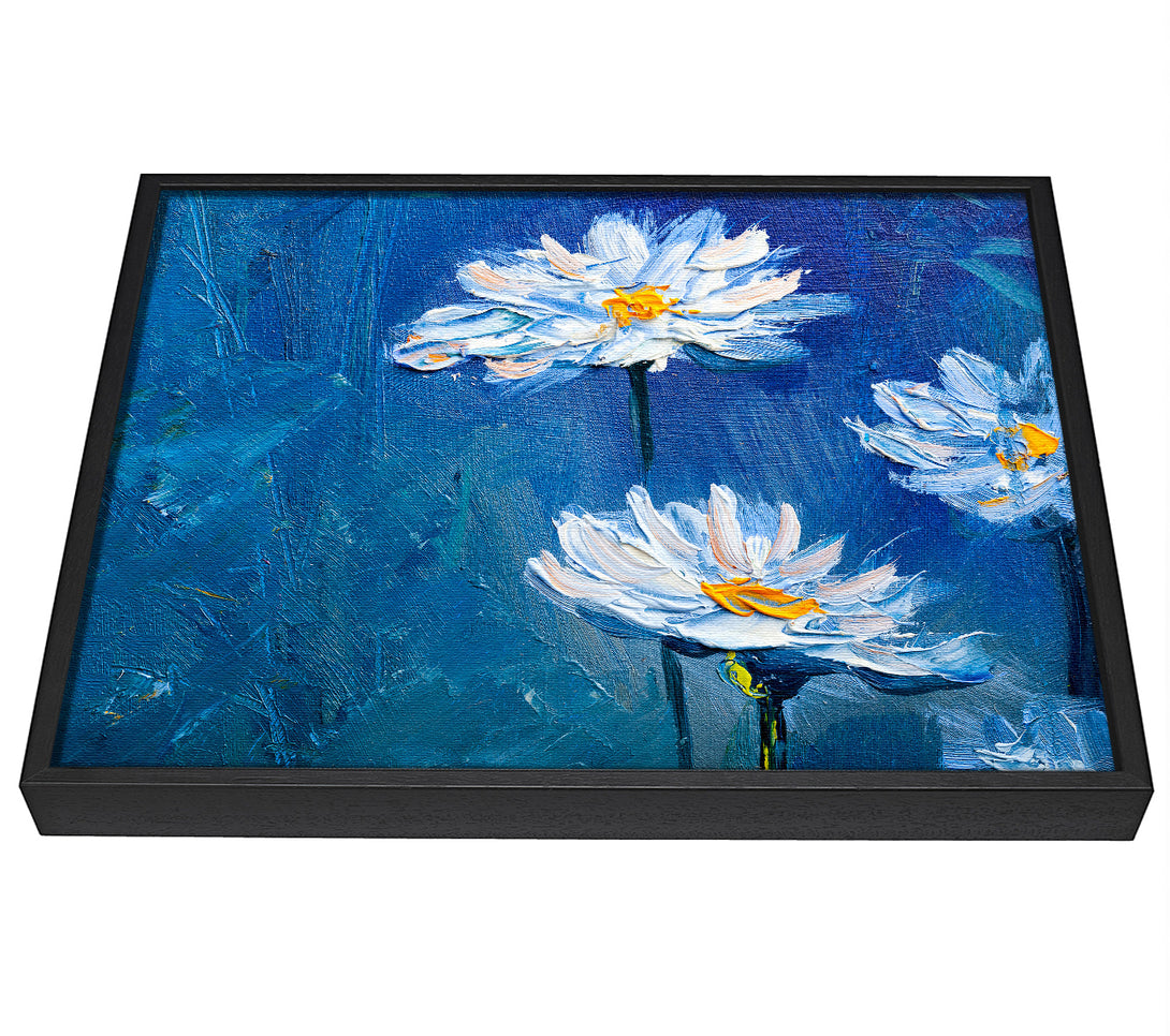 A picture of a Daisy Midnight Blues framed canvas print sold by Wallart-Direct.co.uk