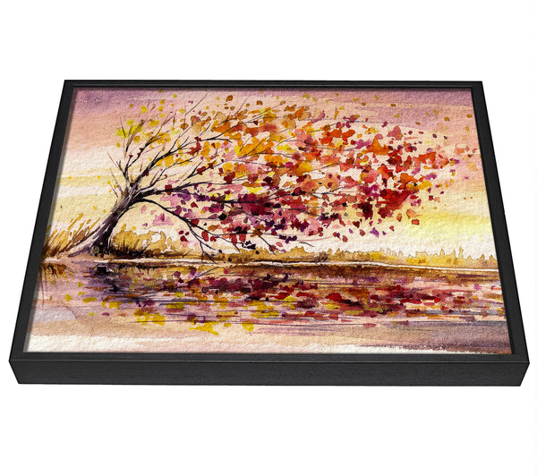 A picture of a Winter Leaves Fall From The Tree framed canvas print sold by Wallart-Direct.co.uk