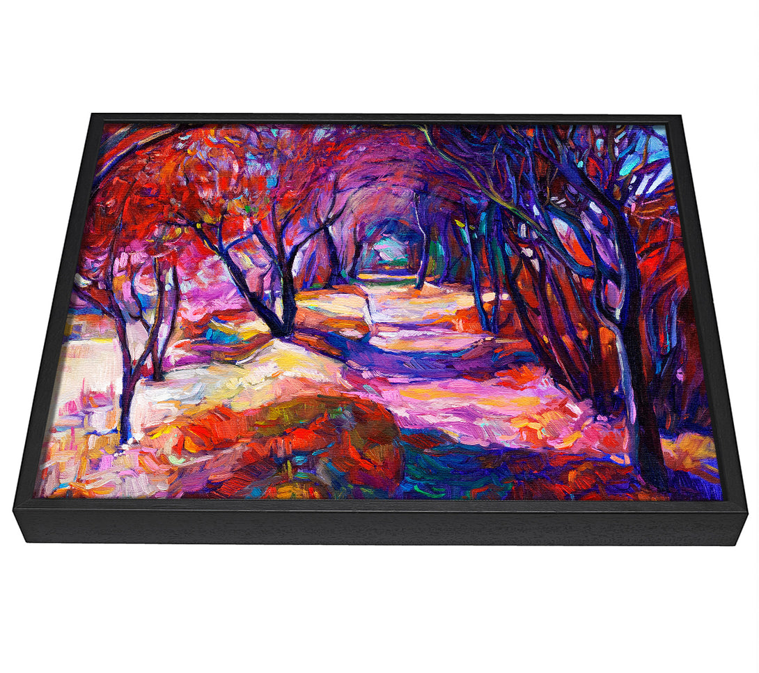 A picture of a Red Forest Walk framed canvas print sold by Wallart-Direct.co.uk