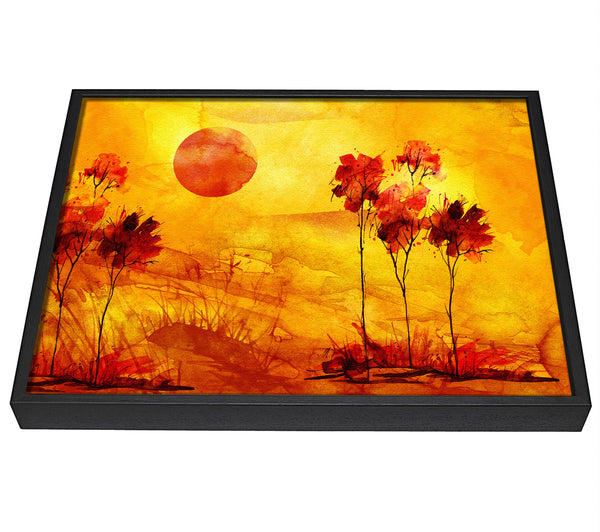 A picture of a Red Tree Sun framed canvas print sold by Wallart-Direct.co.uk