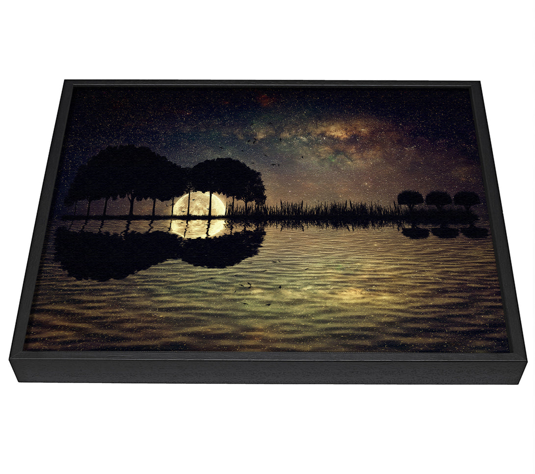 A picture of a Guitar Tree Moonlight framed canvas print sold by Wallart-Direct.co.uk