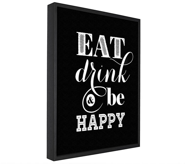 A picture of a Eat Drink And Be Happy framed canvas print sold by Wallart-Direct.co.uk