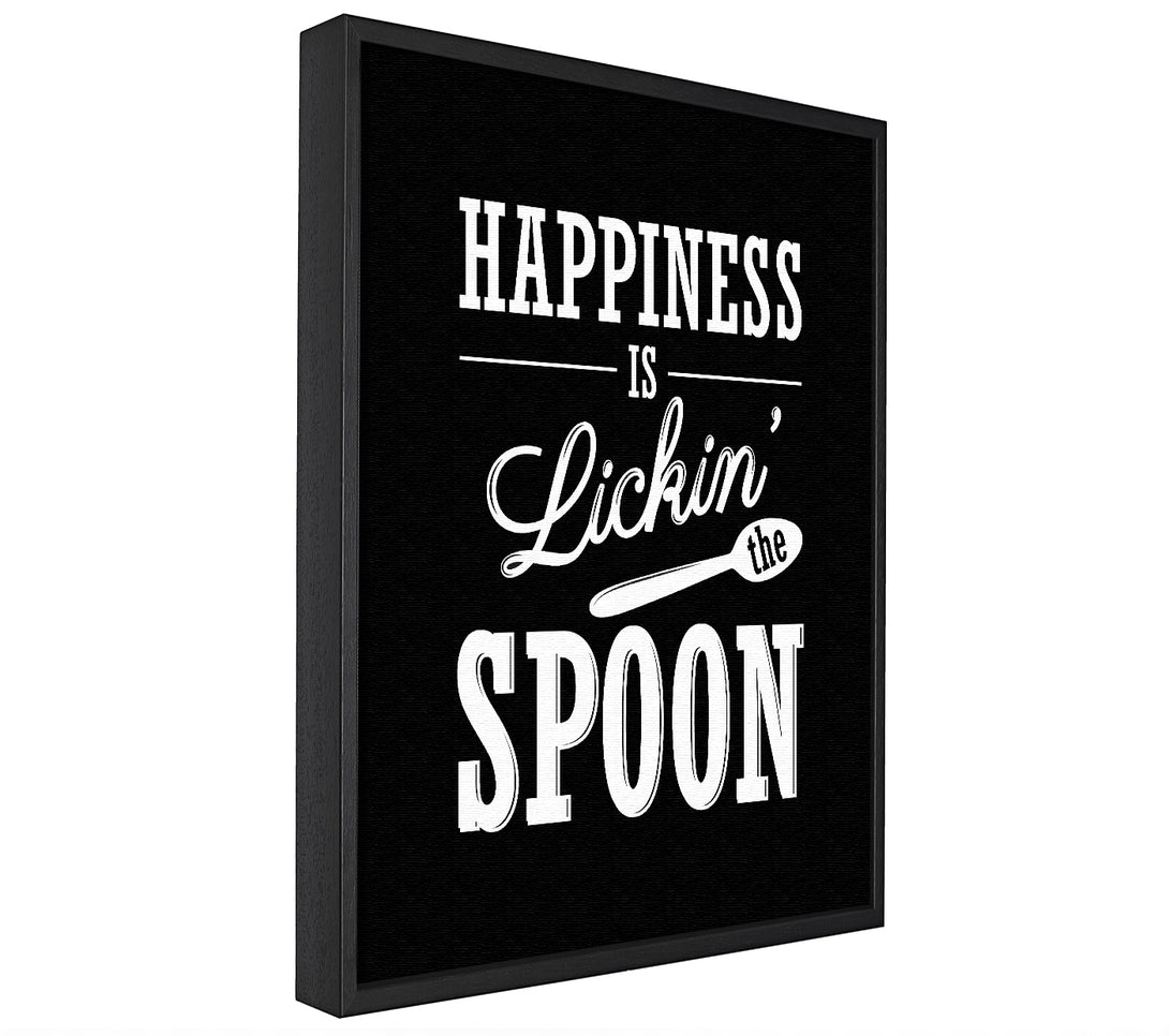 A picture of a Happiness Is Lickin The Spoon framed canvas print sold by Wallart-Direct.co.uk