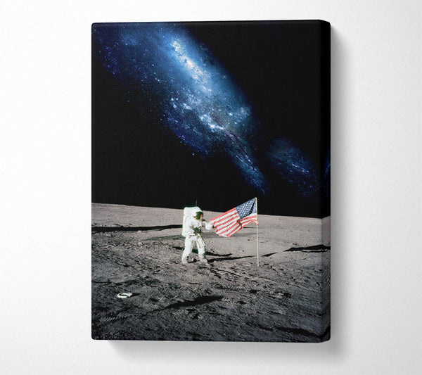 Astronaut And The American Flag On The Moon