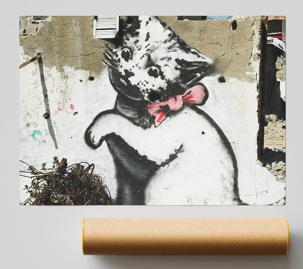 Banksy Cat Pink Bow