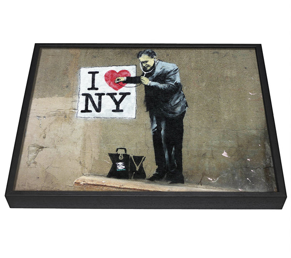 A picture of a I love NY framed canvas print sold by Wallart-Direct.co.uk