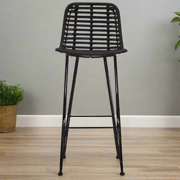 Lagom Black Natural Rattan Bar Chair