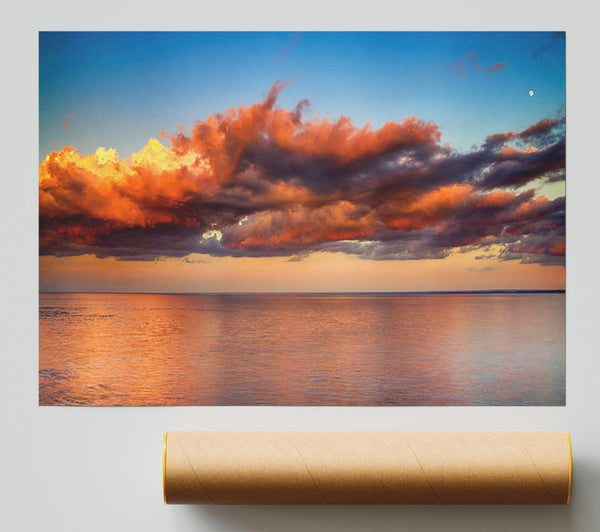 Red Glowing Clouds Above The Sea