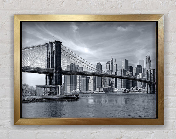 Black and white bridge over newyork