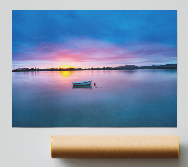 Small Row Boat On Calm Lake