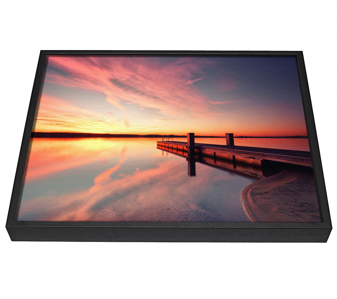 A picture of a Sunset off the jeti framed canvas print sold by Wallart-Direct.co.uk